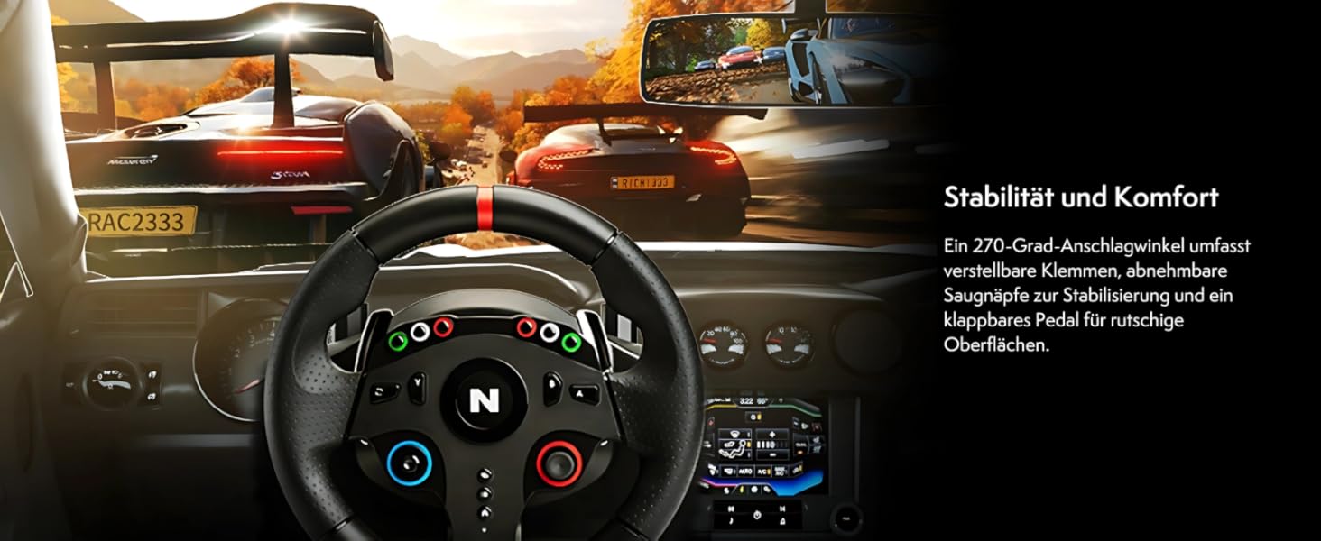 NITHO Drive Pro ONE: Ігровий кермо NITHO з педалями та перемикачем передач для PS4, PC, Xbox One, Xbox Series X|S та Switch. 270 градусів, Zero Dead Zone.