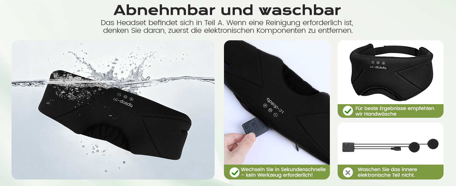 Маска для сну з Bluetooth навушниками Dolida 3D, повна блокада світла, чорна