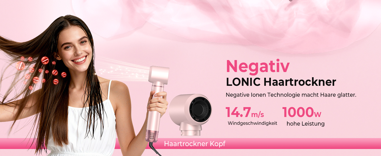 Мультистайлер для волосся 5 в 1 Atopskins Air Styler 1000W: фен-щітка, вирівнювач та плойка для сушіння, завивки та гладкого волосся, колір Creamrosa
