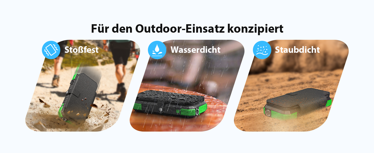 Сонячний Power Bank WASTDE 26800mAh з сонячною панеллю, чорний: зарядний пристрій для телефону, планшета, з ліхтариком (SOS), водонепроникний, для кемпінгу та подорожей