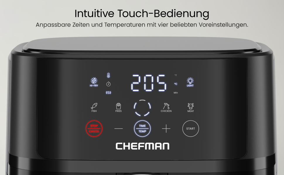 Фритюрниця без олії Chefman Hi-Fry 5.7L з сенсорним керуванням, антипригарне покриття, чорна