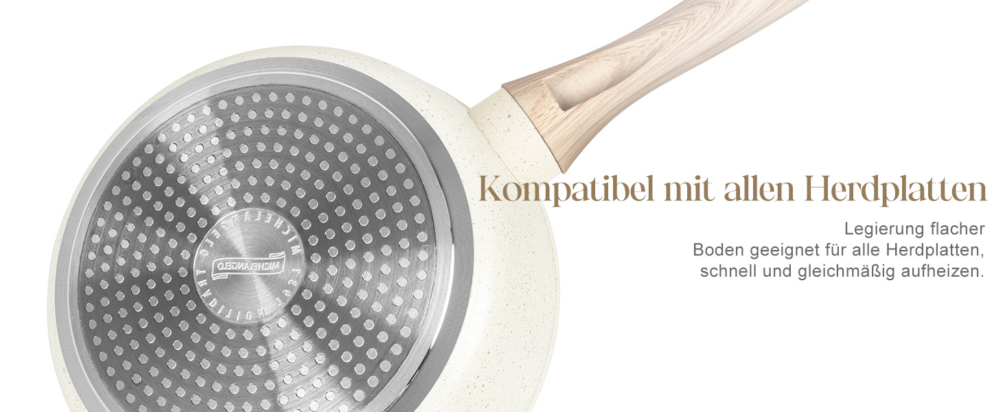 Сковорода з антипригарним покриттям Michelangelo з кришкою 28 см, глибока сковорода з кришкою, сковорода для тушкування 28 см, індукційна сковорода з антипригарним покриттям з м'якою бакелітовою ручкою, підходить для індукційних плит, чорна