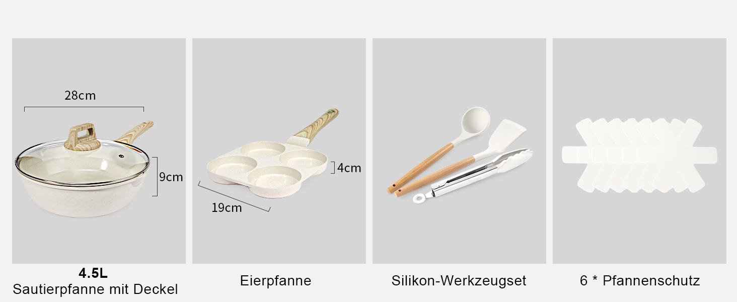 Набір посуду GipP з керамічним покриттям Antihaft (22 частини) – антипригарний посуд, безпечний та миючий посуд, без PFAS, PTFE, PFOA, PFOS