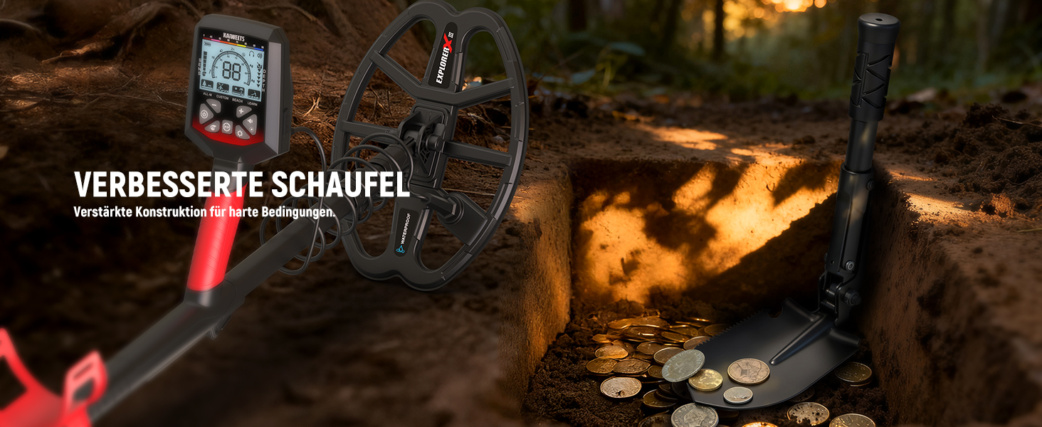 Металошукач KAIWEETS Profi Set: LCD дисплей, водонепроникна котушка, 30см глибина, регулювання чутливості, для дорослих та дітей