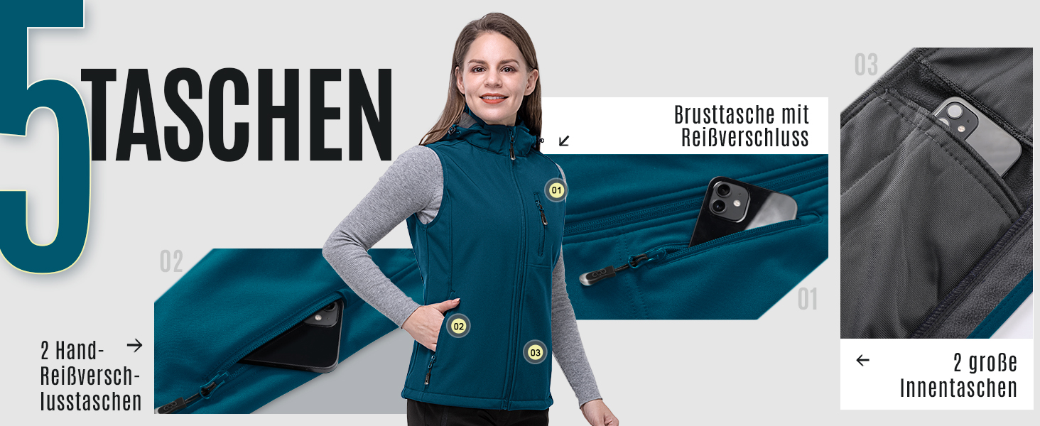 Жіночий софтшеллова жилетка 33000ft з капюшоном, флісовою підкладкою, водонепроникна та вітрозахисна спортивна жилетка з 5 кишенями для їзди на конях, бігу, походів, XXL, чорний