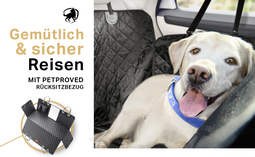 Захист для автосидіння для собак PETPROVED: водонепроникний, з аксесуарами. Захист заднього сидіння авто, автодеки для собак