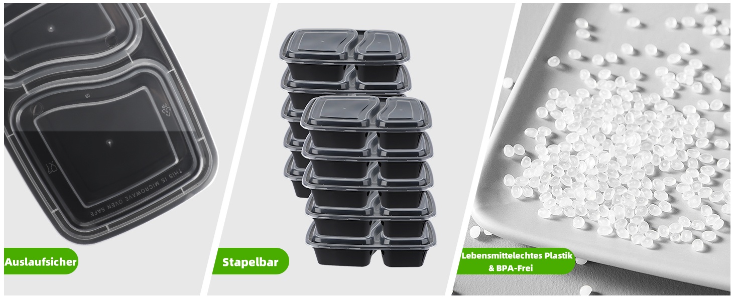Набір контейнерів для їжі Meal Prep, 20 шт., 32 oz (2 відділення) - BPA Free, для мікрохвильової печі, морозильника та посудомийної машини