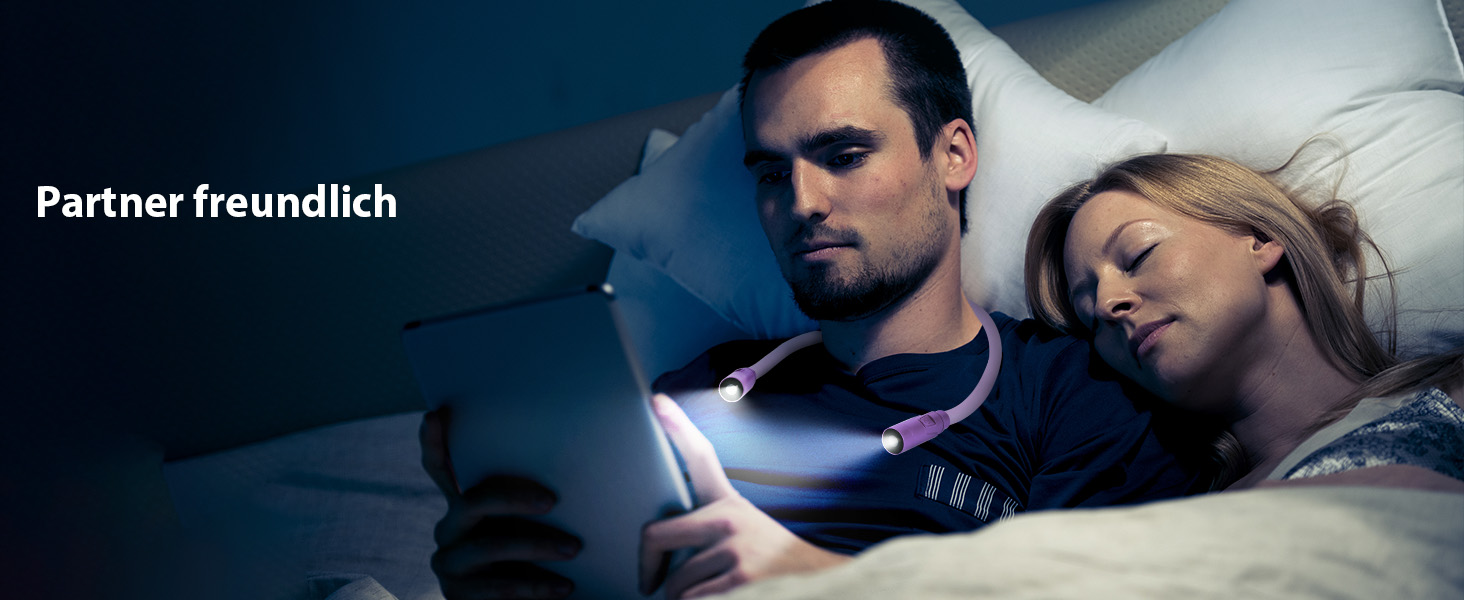 Ліхтар на шию LUXJET LED для читання, в'язання, ремонту: акумуляторний, 3 кольори, регульована яскравість (світло-ліловий)