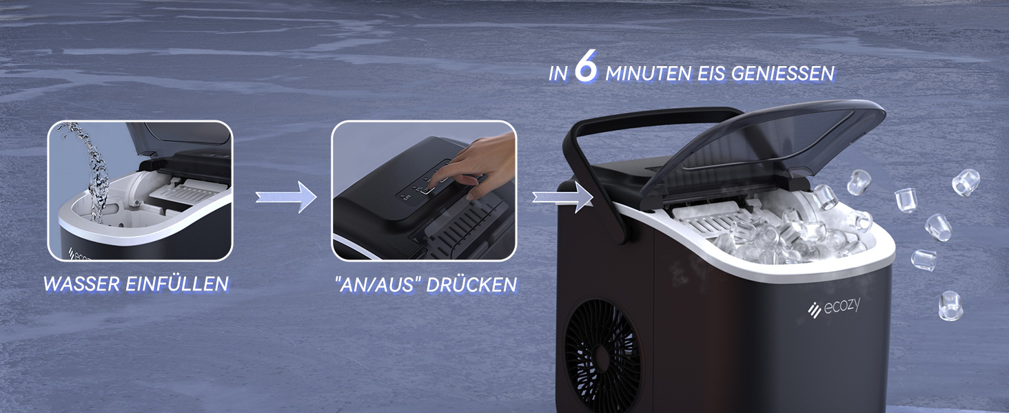 Машина для приготування льоду Ecozy: компактна, самоочисна, 9 кубиків за 6 хвилин, 12 кг/24 години, для дому та вечірок