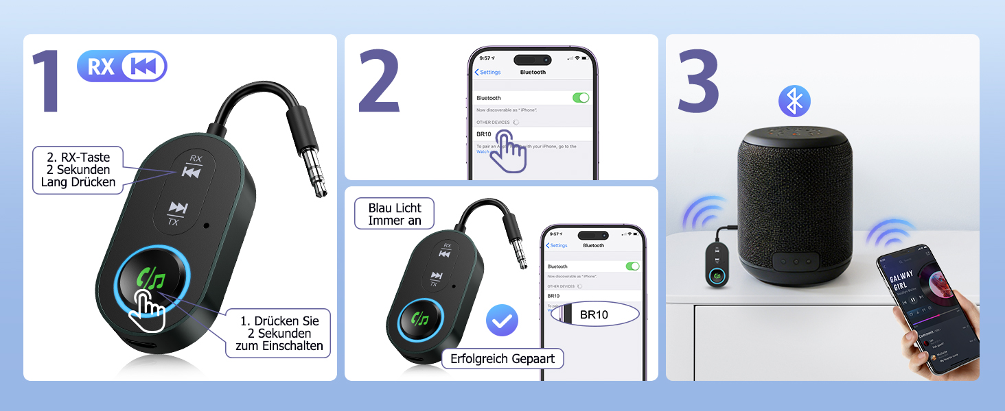 Bluetooth 5.3 адаптер 2-в-1: трансмітер та ресивер для передачі аудіо, чорний