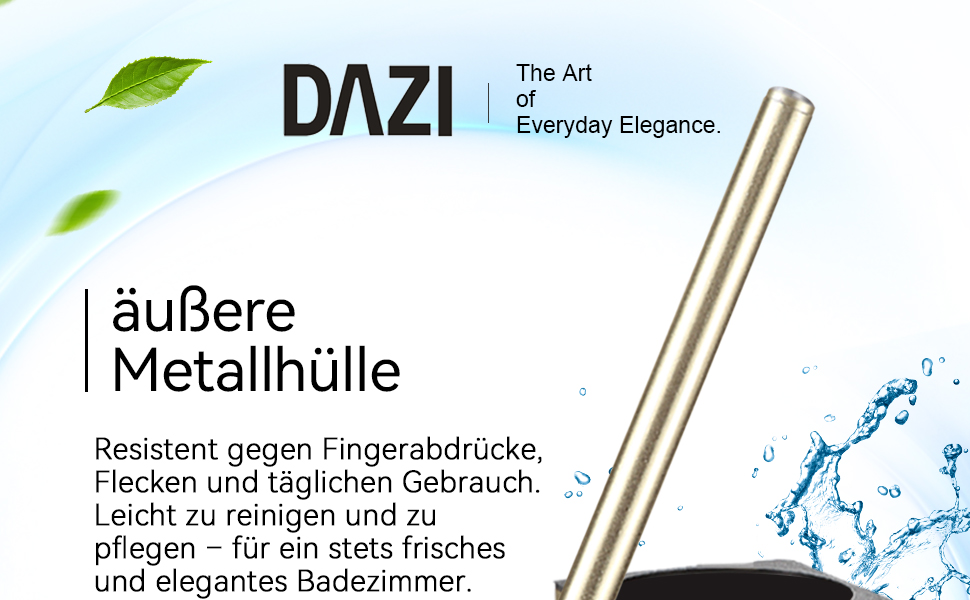 Настінна щітка для туалету DAZI з кріпленням без свердління, нержавіюча сталь, сучасний дизайн, знімний внутрішній стаканчик, золотий колір