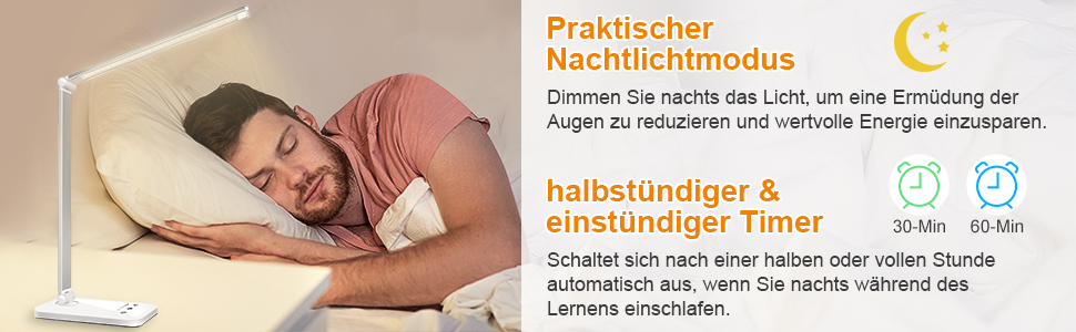 LED лампа настільна SLATOR з регулюванням яскравості, 5 кольорів та 10 рівнів, USB-зарядка, для читання, дітей, срібна, алюміній, QM019