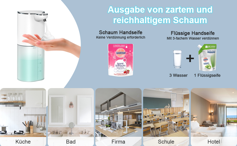 Автоматичний дозатор мила 400 мл з підзарядкою та кріпленням на стіну, 4 рівня, IPX5, електричний, для кухні та ванної кімнати, білий, рідинний/пінний тип