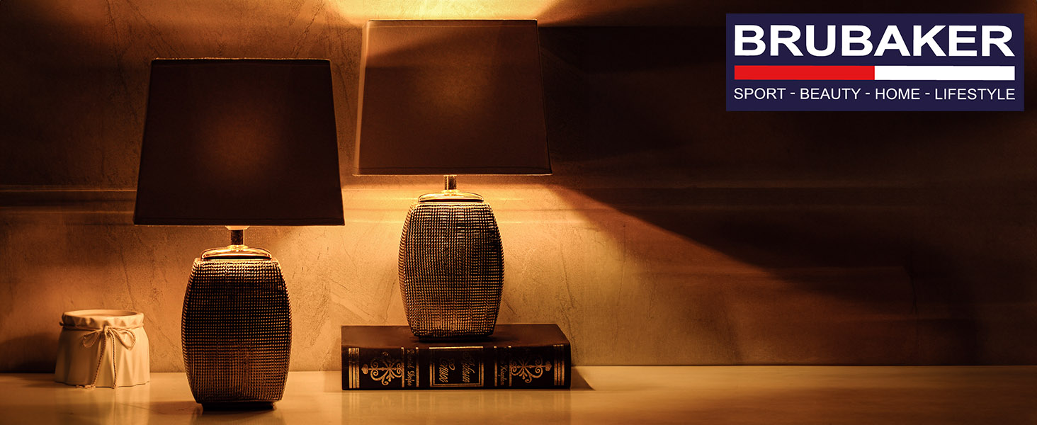 Настільна лампа BRUBAKER 2 шт. - Золота керамічна підставка, білий абажур - 38 см