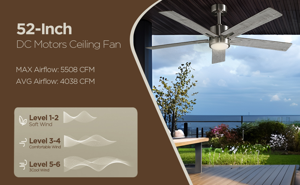 Стеляний вентилятор з підсвічуванням та пультом керування: 132 см, сучасний дизайн для спальні, регульована колірна температура LED, тихий DC двигун, для приміщень та вулиці, 220~240V, сірий