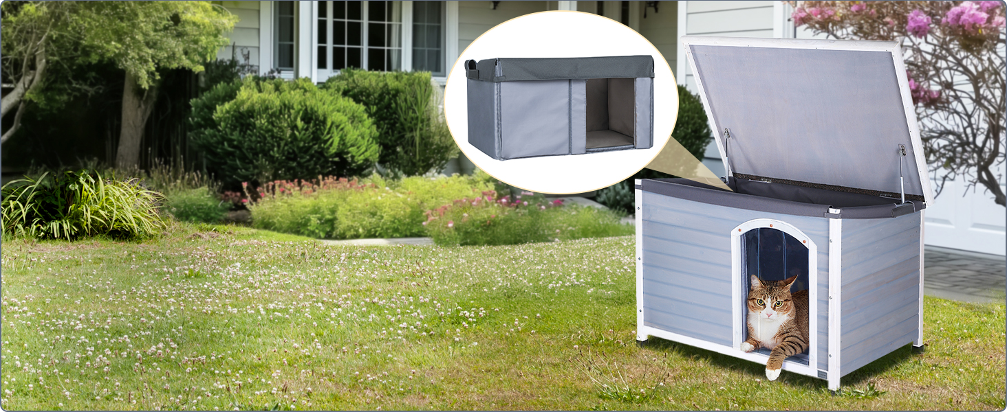 Будка для собак Petsfit, сіра, 78x53x58 см (S), з піднятим дном для зручного прибирання, ізольована, з похилим дахом