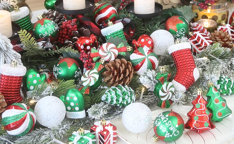 Набір прикрас для ялинки Sea Team 77 шт. - міцні кулі, рожеві ялинкові орнаменти з подарунковою упаковкою