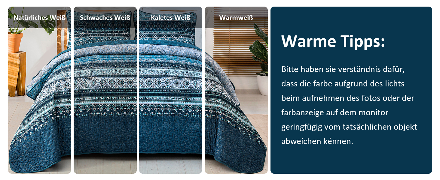 Покривало WONGS BEDDING 220x240 см, стьобане, комплект 3-в-1, мікрофібра, бохо стиль, темно-синє, з 2 наволочками 50x70 см, для двоспального ліжка або дивану