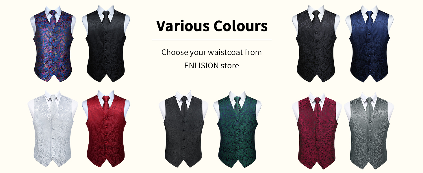 Чоловічий жилет Enlision з паєтками, краватка та нагрудний хустинка - комплект для весілля, вечірки, ділових зустрічей, XS-6XL, Морський блакитний