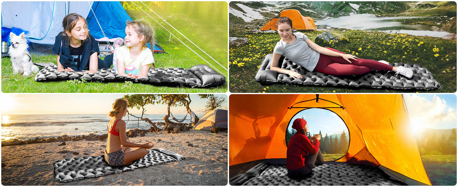 Ізоматте для кемпінгу Isomatte Camping: ультралегкий, надувний, з подушкою, водонепроникний, компактний, для відпочинку, спорту, подорожей та хайкінгу (сірий)
