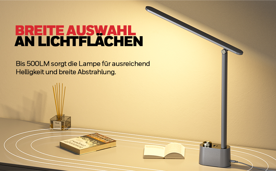 Лампа настільна Honeywell з USB-портом – регульована, для очей, для дому/офісу, складана, портативна, сіра, HWT-H01