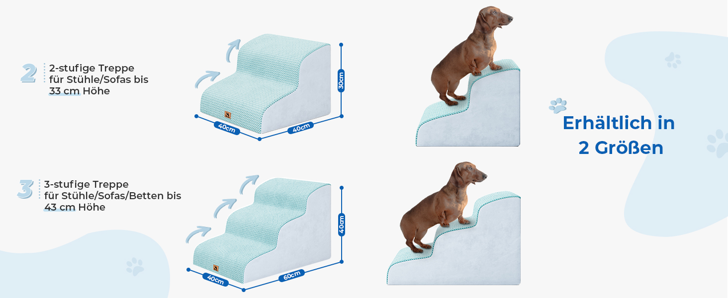 Сходинки для собак маленьких порід, 2 сходинки, 30 см, для дому, антиковзаючі, для котів та літніх тварин, сірі (блакитні)