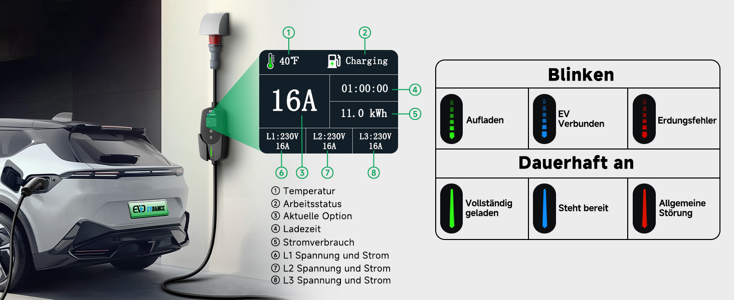 Кабель для зарядки електромобіля Type 2 Schuko, 3.68 кВт, 6.1 м, 6-16A (Чорний)