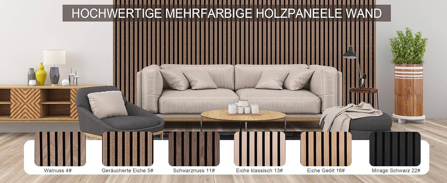 Акустичні 3D-панелі з дерева AKK-PANE (60x60 см, 4 шт, 1.44м²) для стін у вітальню, офіс та кухню, звукопоглинаючі еко-панелі, колір: копчений дуб 5#