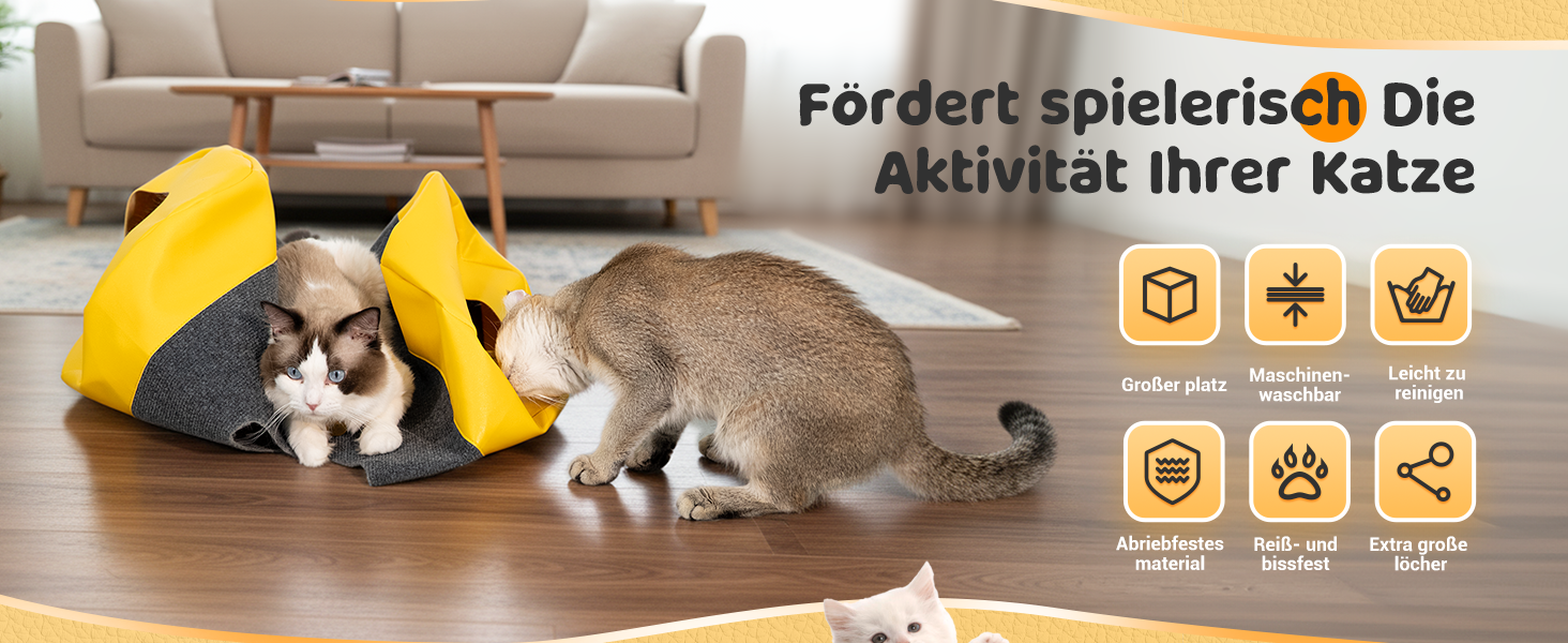 Килимок-іграшка для котів з тунелем та ігровим мішком, інтерактивне заняття для котів, центр активностей, килимок для полювання лапками, інтелектуальна іграшка для котів