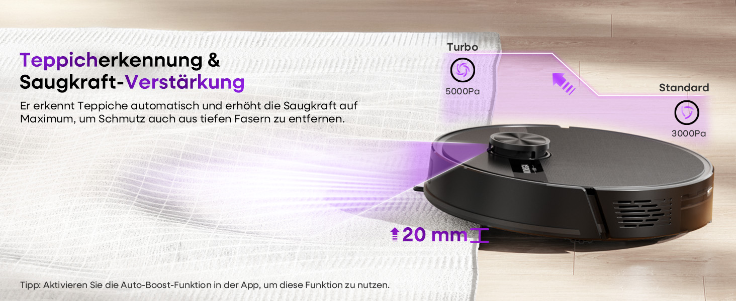 Робот-пилосос MONSGA з функцією миття, потужність 5000Pa, час роботи 180 хв, система захисту від спутання, навігація LiDAR, для килима, шерсті тварин, керування через додаток та пульт (чорний)