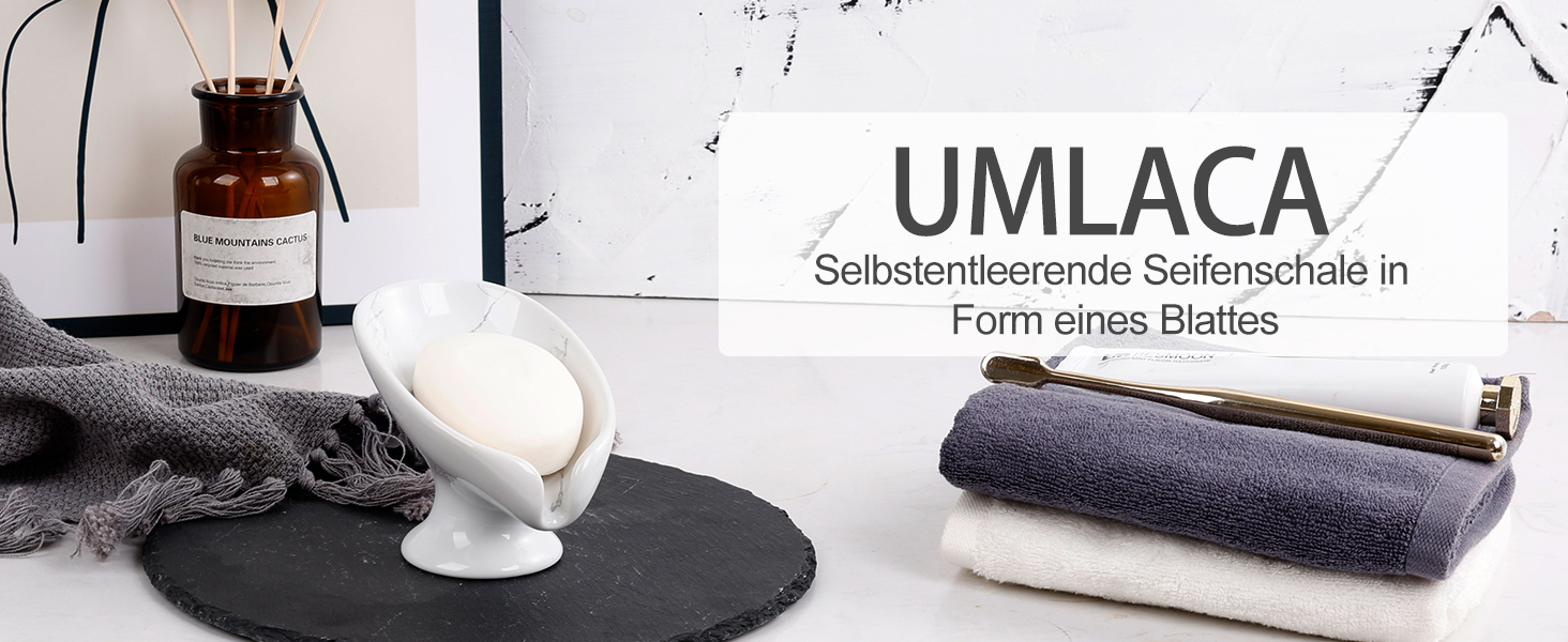 Керамічна мильниця Umlaca, мильниця для душу, підставка для мила, самозливна, листяна форма, вінтаж, для кухні, ванної кімнати, душа, білий мармур, сірий мармур