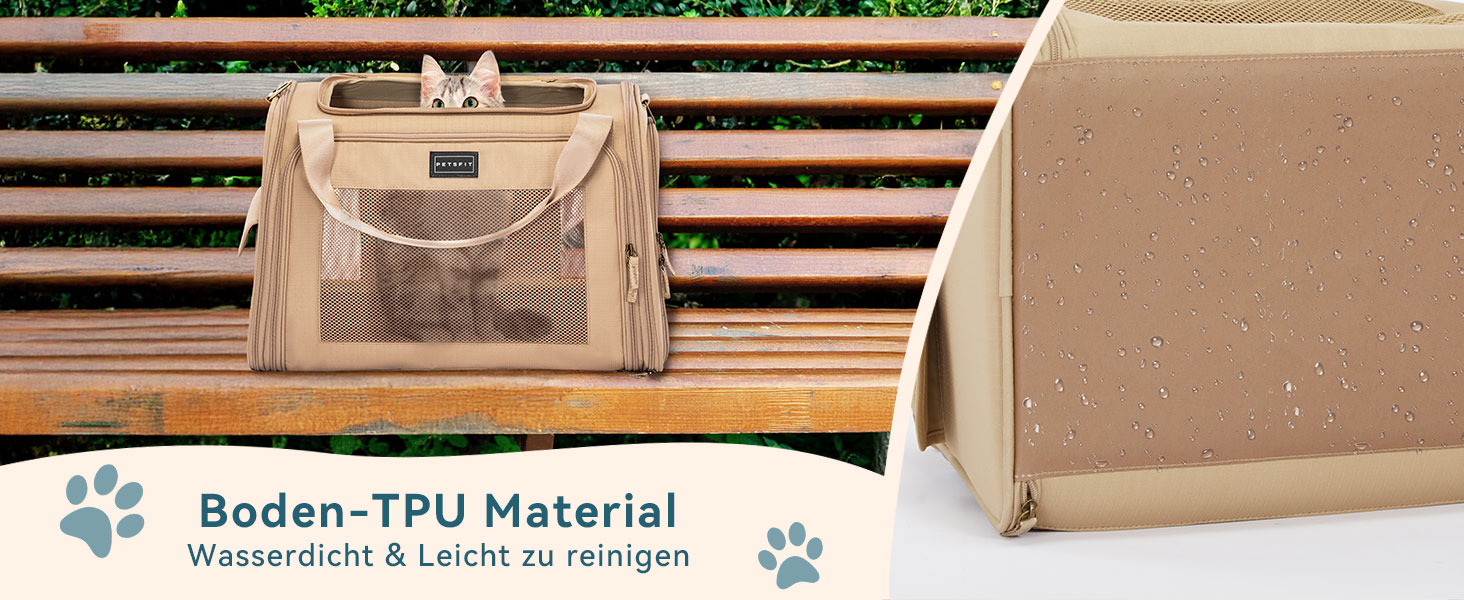 Переносна сумка-переноска для котів та собак Petsfit, розкладний дизайн, з м'яким килимком, 47L x 30B x 30H см (Хакі)
