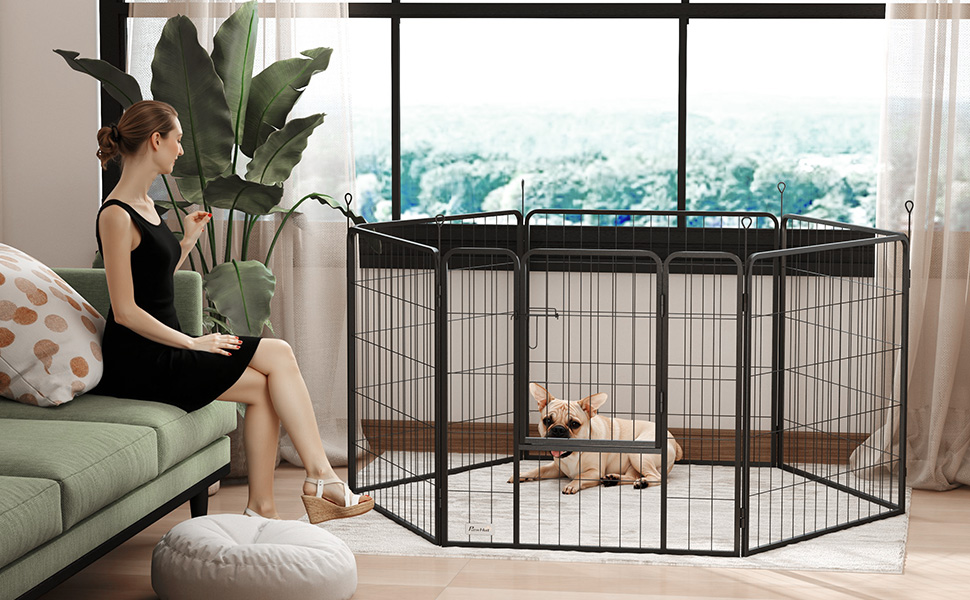 Клітка для собак PawHut 6-секційна, 160 x 80 x 80 см, для собак, котів, цуценят, для дому та вулиці