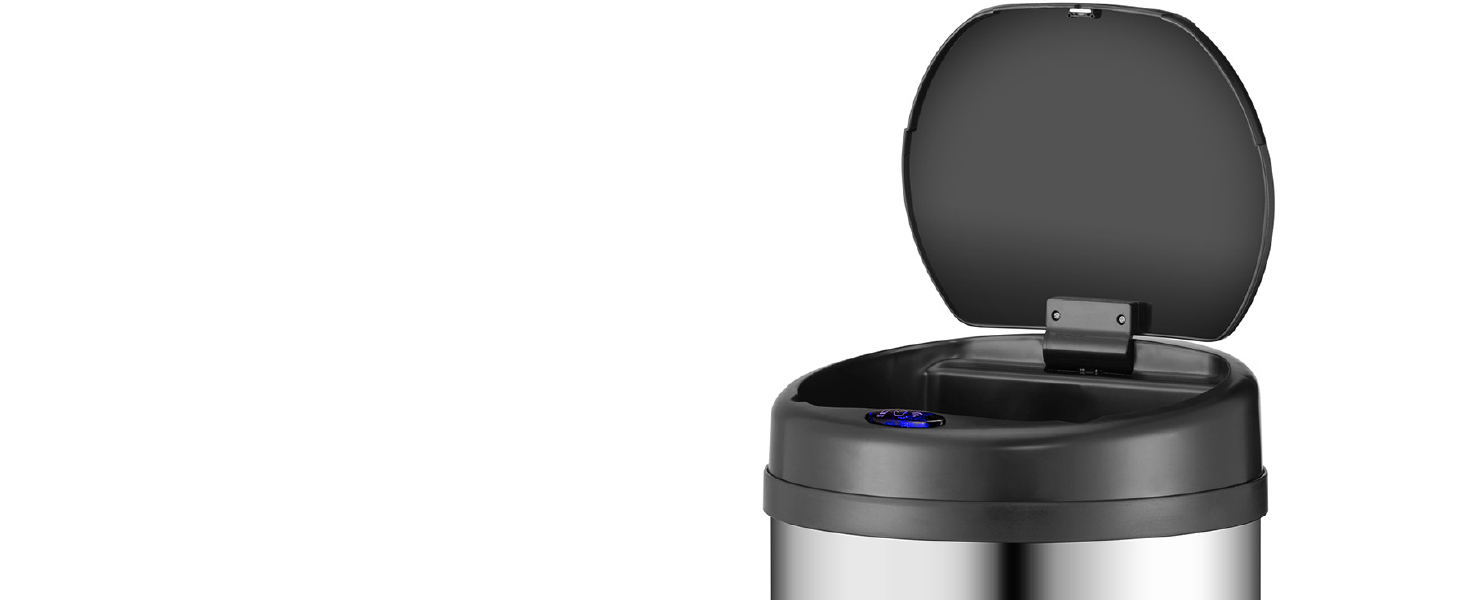 Відро для сміття Juskys з датчиком руху, 30 л, сріблястого кольору. Нержавіюча сталь, контактне відкриття, Klemmring для пакетів.