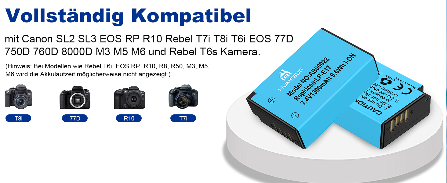 Акумулятор LP-E17 1300mAh 2 шт. + LED зарядний пристрій для Canon EOS Rebel SL3, SL2, T8i, T7i, T6i, T6s, R10, R50, R8, RP, M3, M5, M6, 200D, 77D, 750D, 760D, 2x LP-E17 + 1x LED