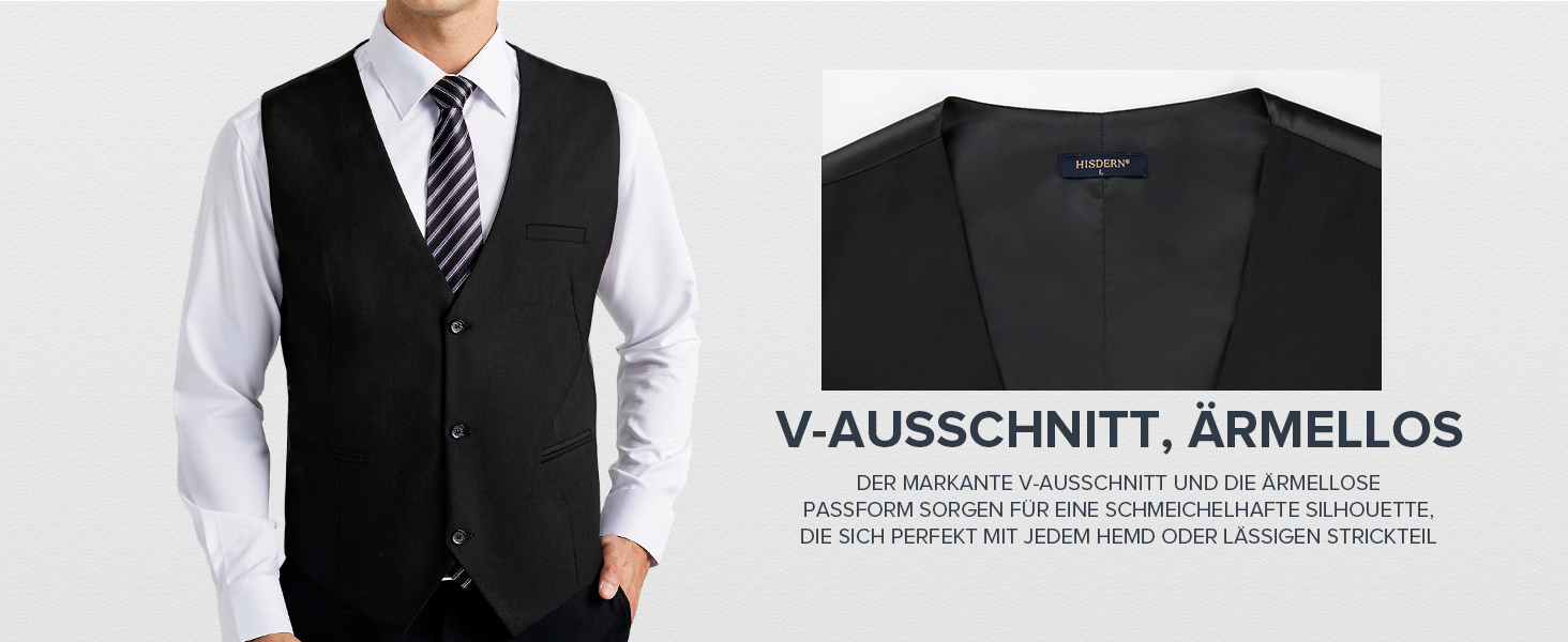 Жилет чоловічий HISDERN, чорний, бавовна, V-подібний виріз, з кишенями, для вечірки, весілля, офіційного стилю, 4XL