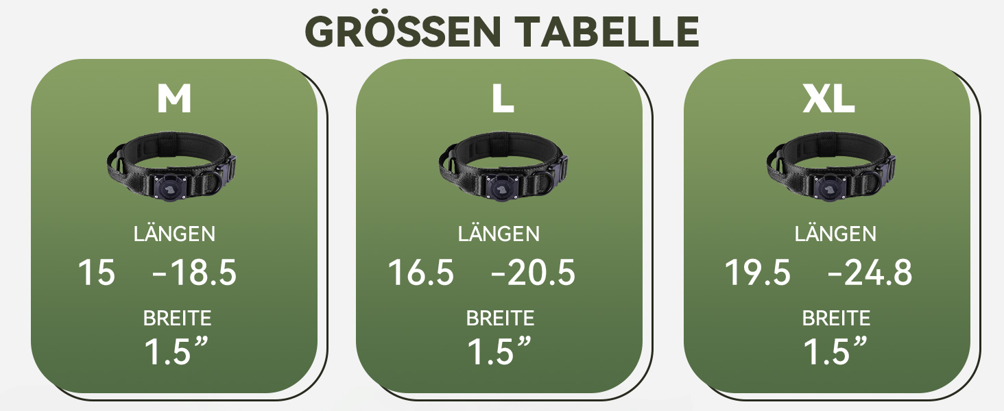 Тактичне обплетене нашийник для собак з ручкою, водонепроникний нашийник з Airtag, товстий регульований нашийник для собак з м'якою підкладкою, металева застібка для середніх та великих собак (Хакі, L(18'-23'))