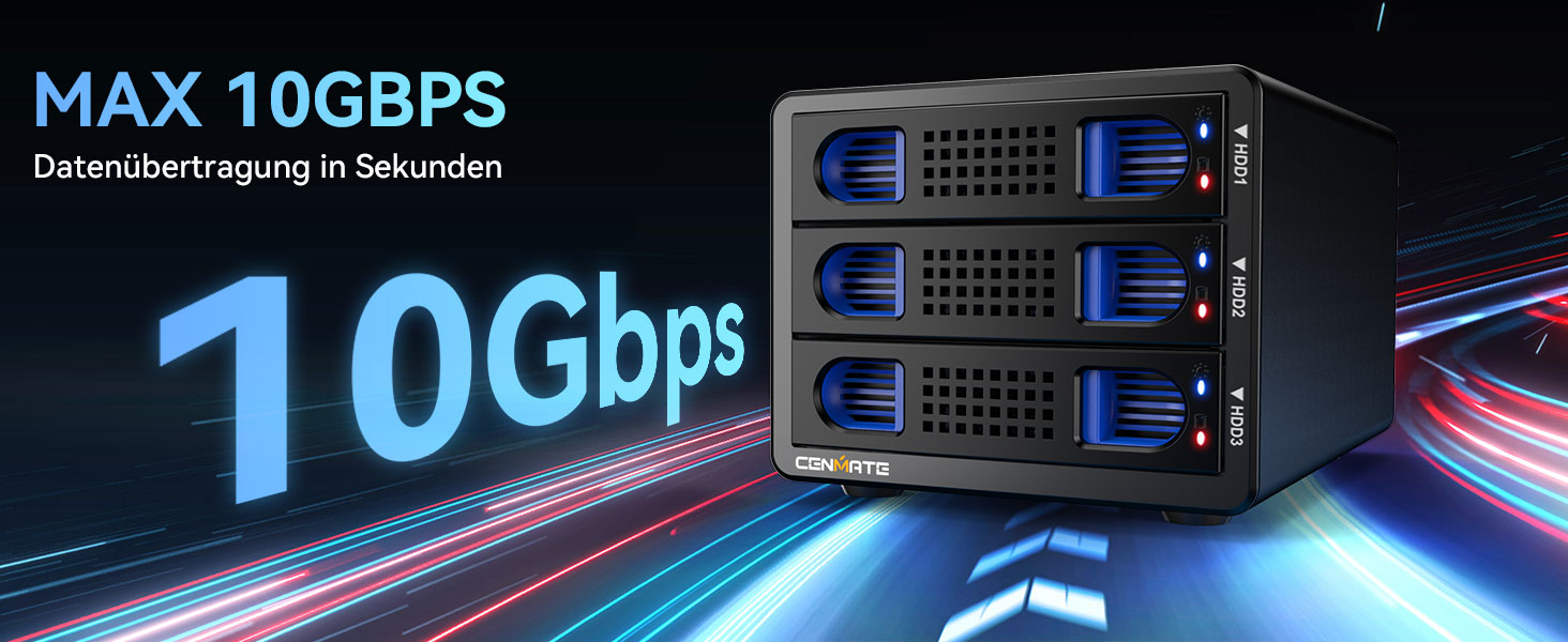 Зовнішній корпус для HDD/SSD CENMATE 803TC Dual Bay, 10Gbps, USB 3.2 (A/C), алюмінієвий з охолодженням для 2.5/3.5 SATA дисків, Hot Swap
