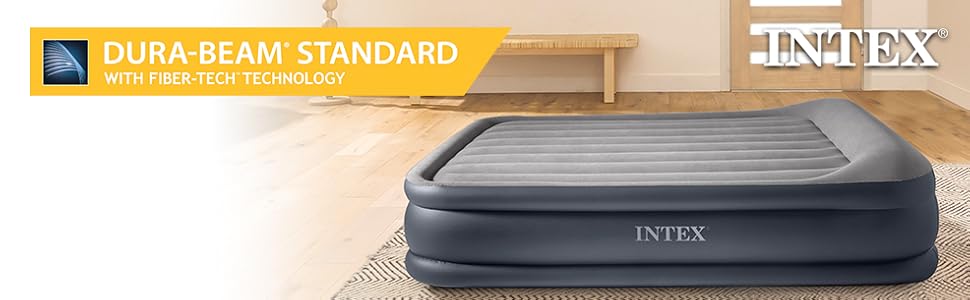 Надувний матрац Intex Deluxe Pillow Rest Queen з вбудованим електричним насосом 152x203x42 см