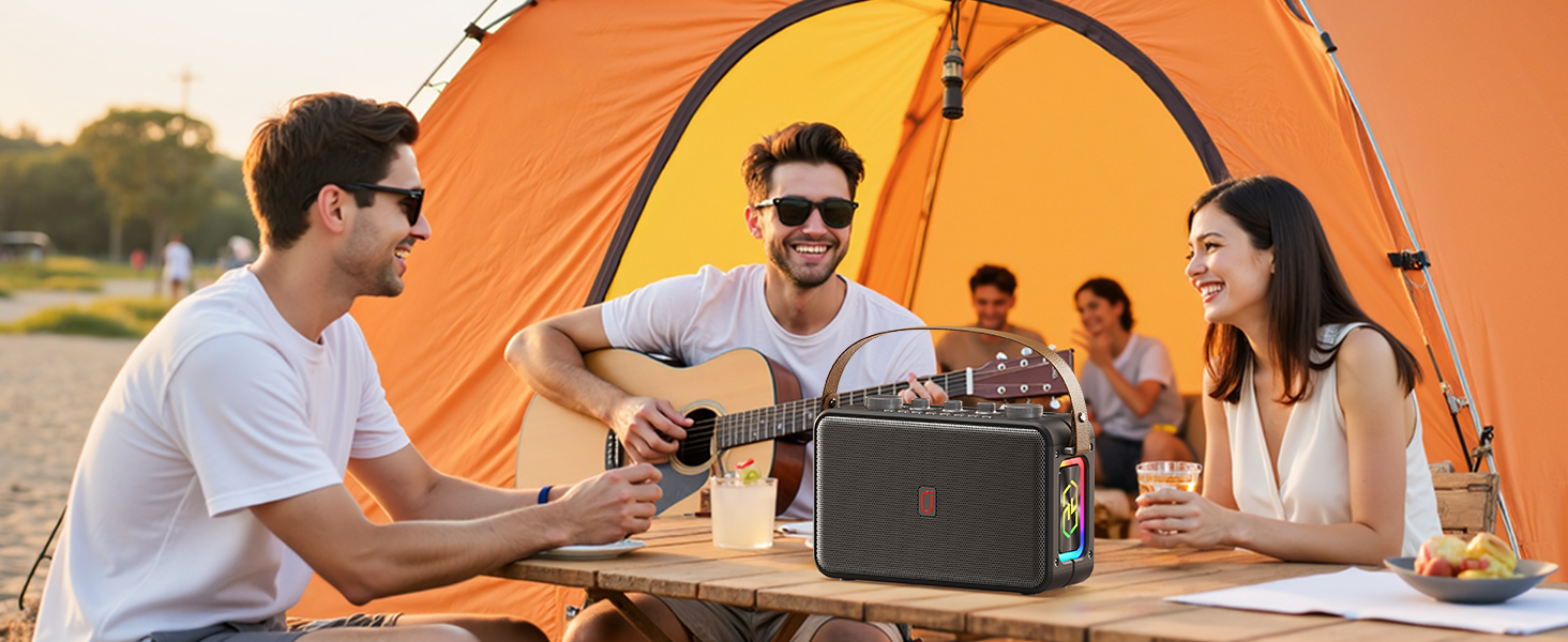 Караоке-система HWWR MS81 з 2 мікрофонами Bluetooth 5.3, підтримка USB/TF-карти/AUX, функція запису, для дому та вечірок, чорний колір