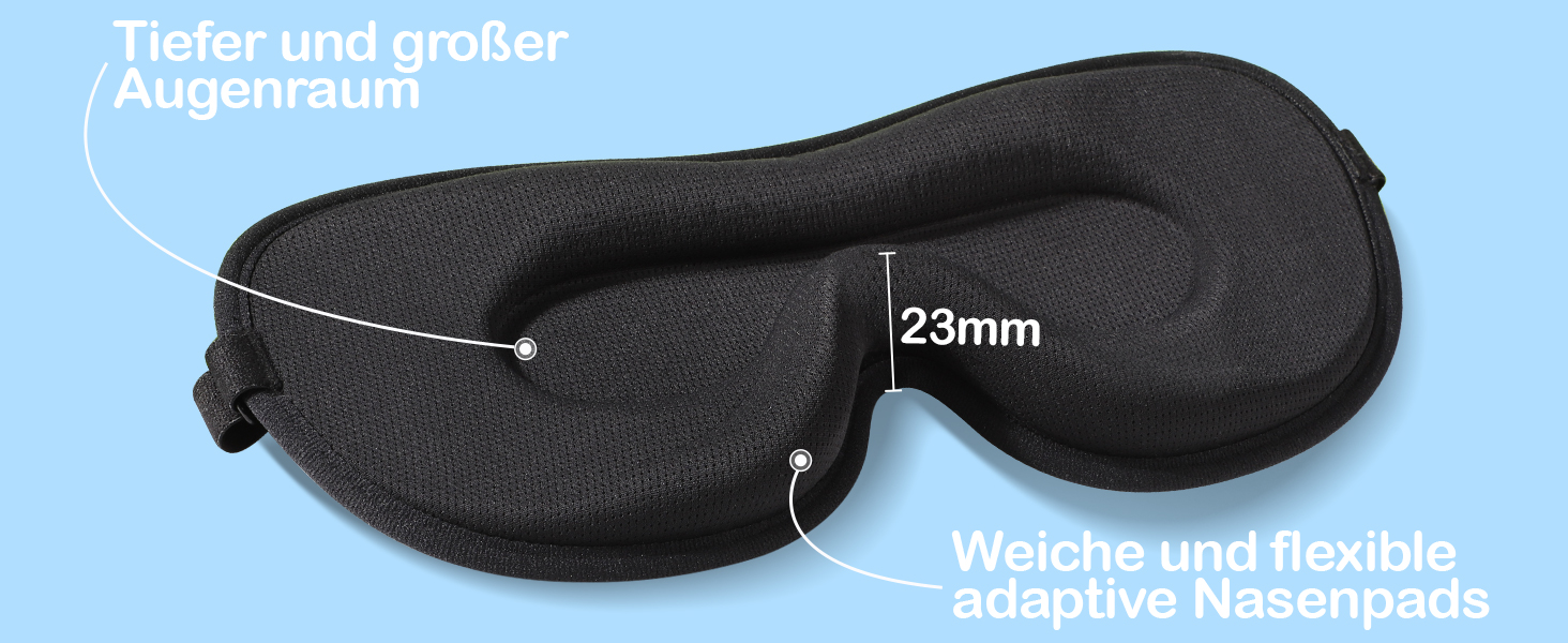 Маска для сну Boniesun для тих, хто спить на боці, з повітряними кишенями, блокує світло, регульована, м'яка та дихаюча, чорна