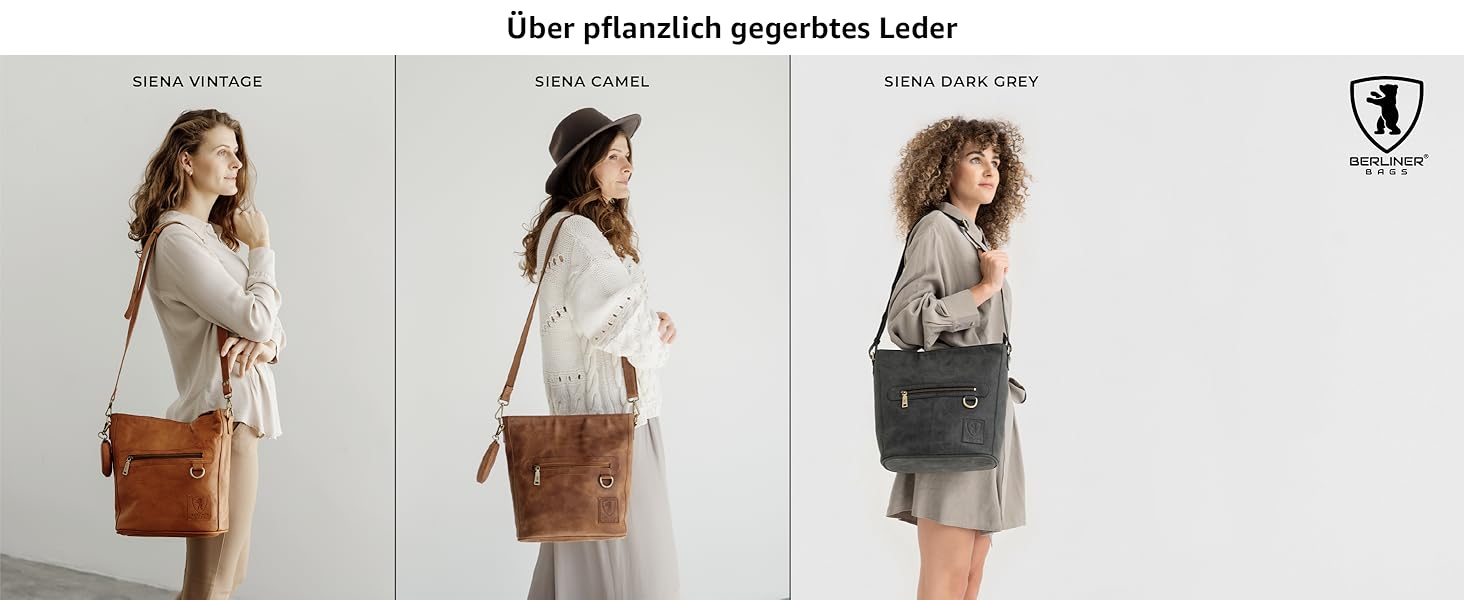 Сумка через плече Berliner Bags Siena Vintage з натуральної шкіри, коричнева - жіноча сумка-месенджер