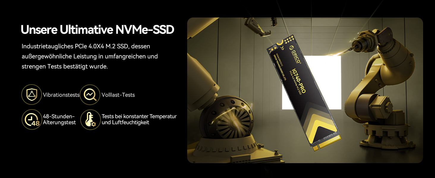 SSD Orico 1TB M.2 NVMe PCIe 4.0 (IG740PRO) - Швидкість до 7100 МБ/с, TLC 3D NAND, з радіатором, для ПК, ноутбука, PS5