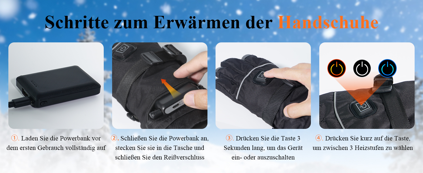 Обогріваючі рукавички Minthouz 5V 5000mAh USB-C з регулюванням температури, водонепроникним екраном та 3 рівнями нагріву - ідеальні для зимових пригод, роботи та спорту