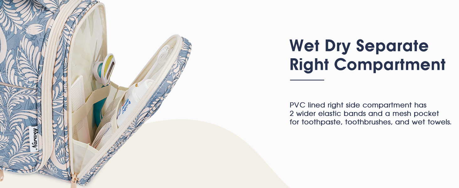 Сумка для туалетних аксесуарів для жінок та чоловіків, що підвішується, косметичка, дорожня сумка (Блакитне листя) Z-блакитне листя
