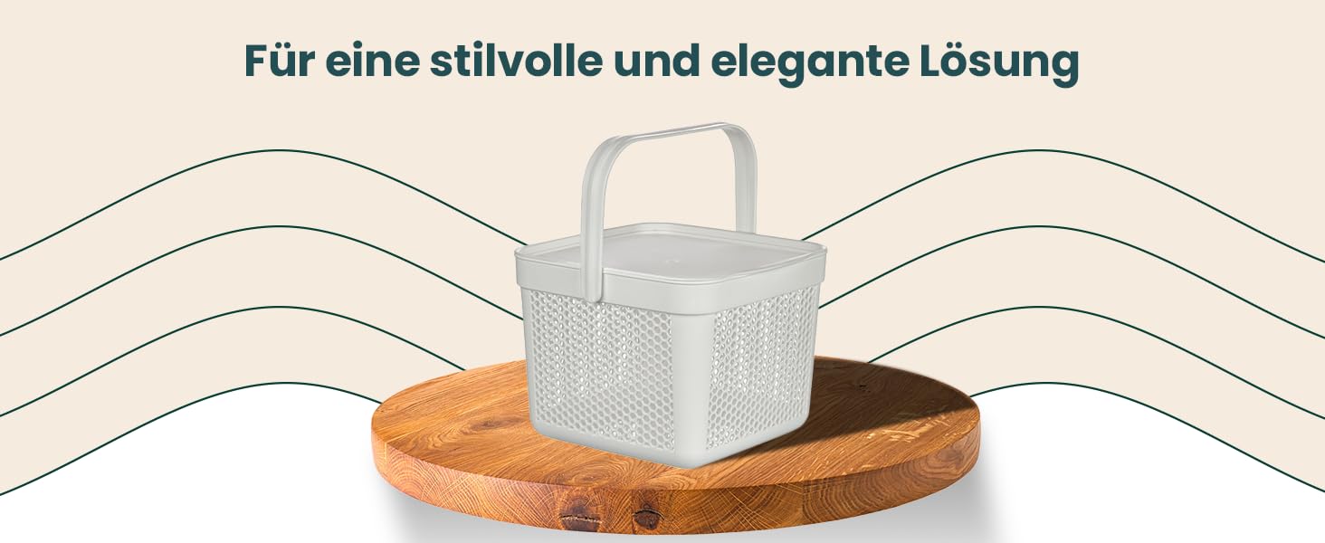 Кошик для зберігання Uandu з кришкою 5L, сірий (антрацит), для іграшок, білизни, речей, ванної кімнати, полиці, приладів