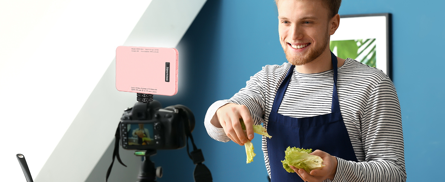 LED-відеолампа Newmowa NMW-80AI для селфі, TikTok, макіяжу та відеоконференцій (рожева)