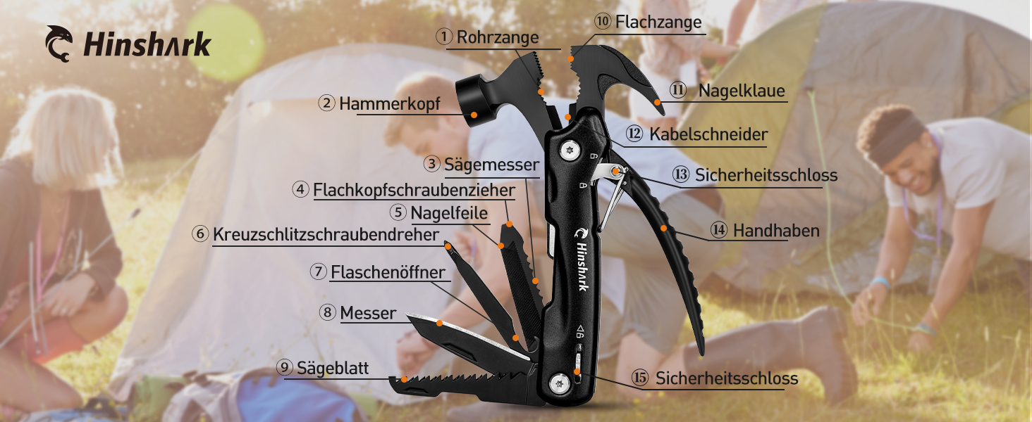 Мультитул 12-в-1 Hinshark для чоловіків: кемпінговий аксесуар, подарунок на День Папи, Різдво, День Святого Валентина
