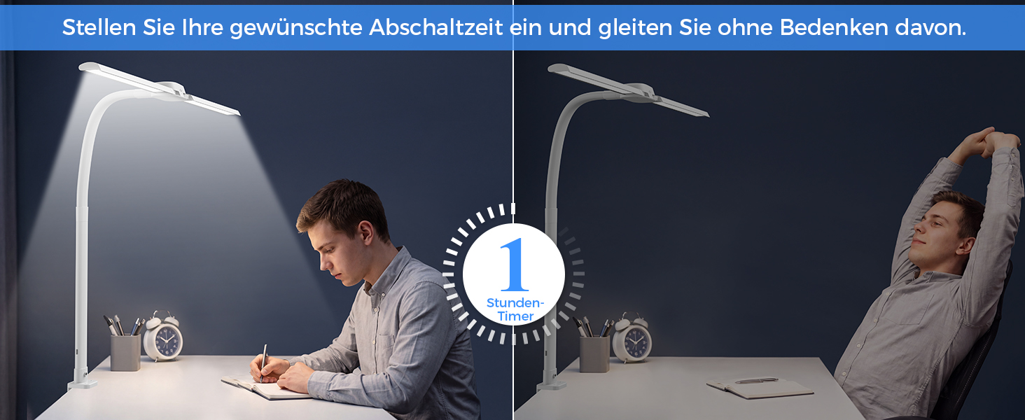 Світлодіодна настільна лампа з димером LED 24W, 1400LM, подвійний гнучкий винос, пульт, USB зарядка, білий колір T01