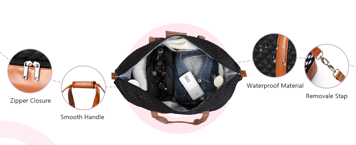 Жіноча дорожня сумка Lekespring 50L, подвійна, чорна, для подорожей, спортзалу, ручна поклажа, сумка для пологового будинку, з косметичкою та 2 мішками для взуття